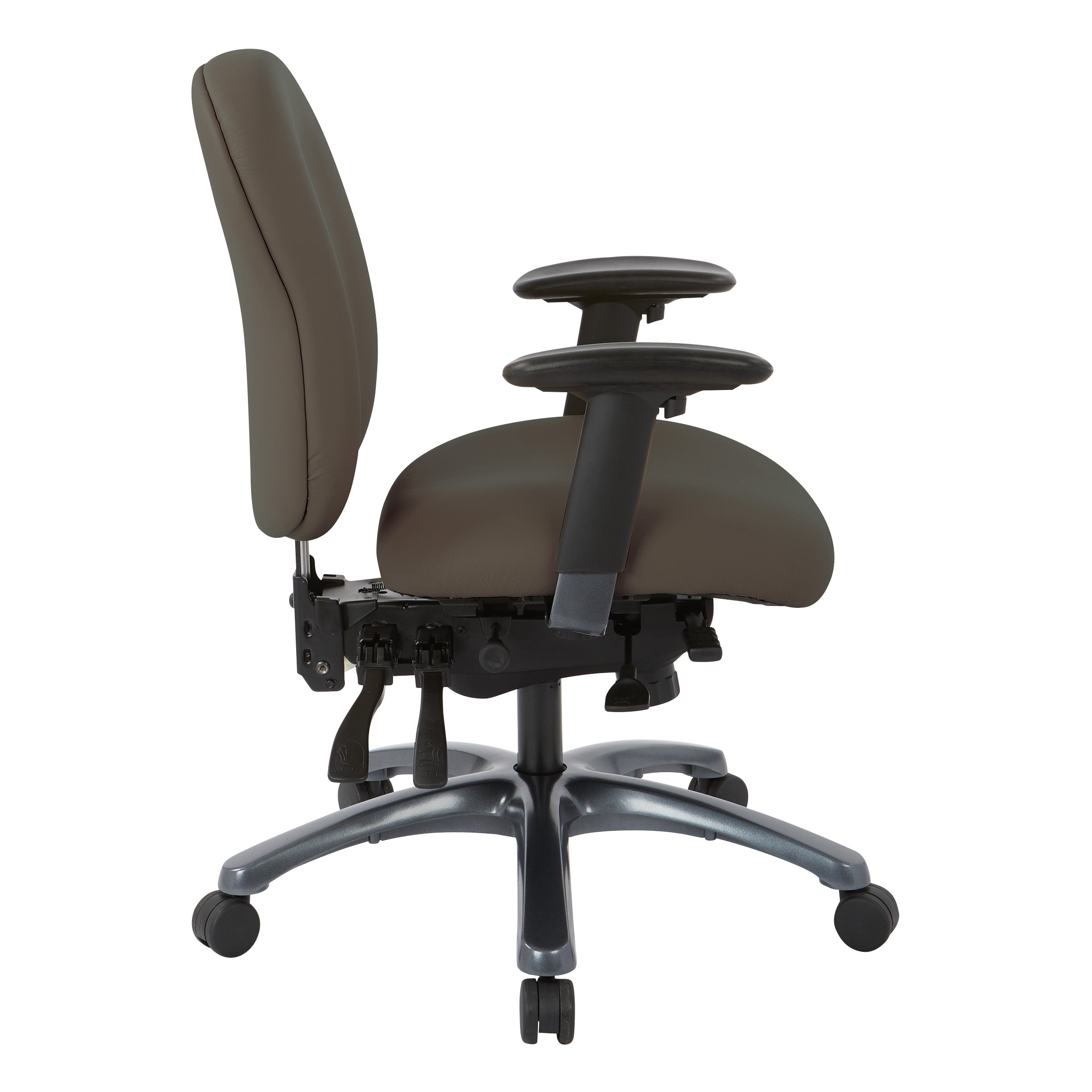 Multi-Function Mid Back Chair with Seat Slider and Titanium Finish Base